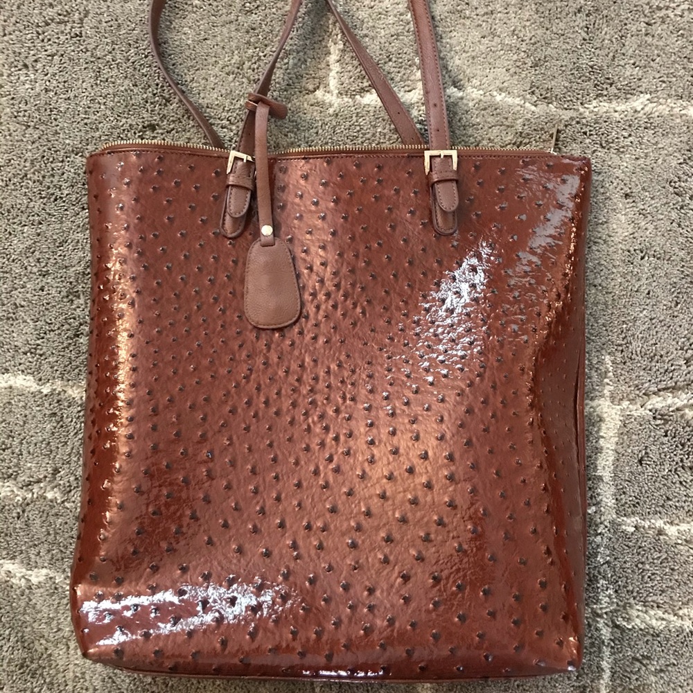 Brown faux leather tote